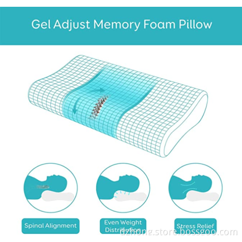 Height Adjustable Contour Memory Foam Pillow Gray Cover